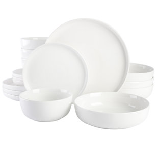 White and Black Splash Dinnerware Set, Stoneware Dinner Side Snack