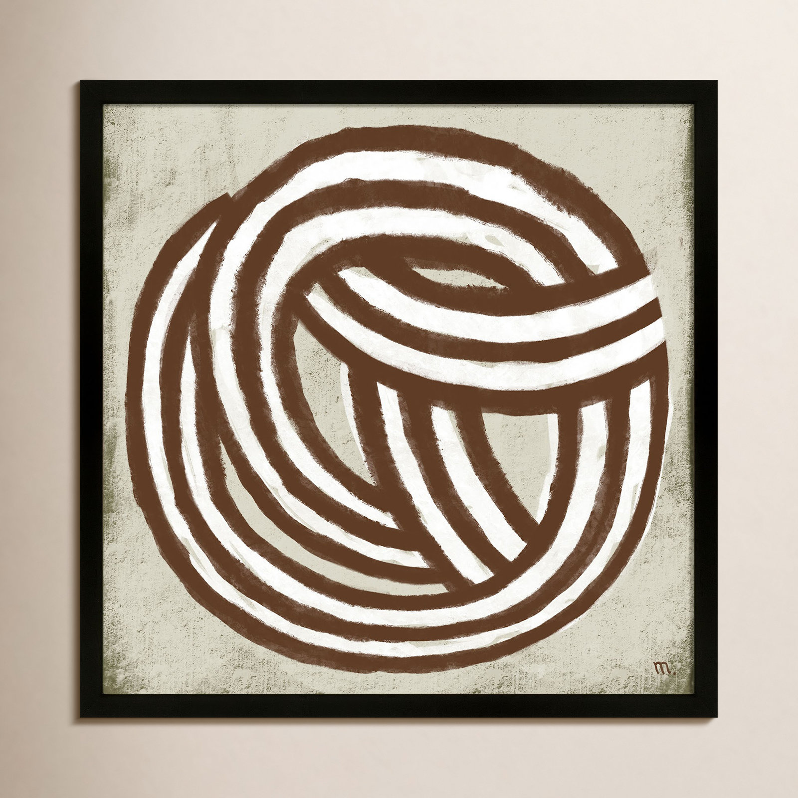 Knotting Painting, Black Framed, 16" H x 16" W x 1.25" D
