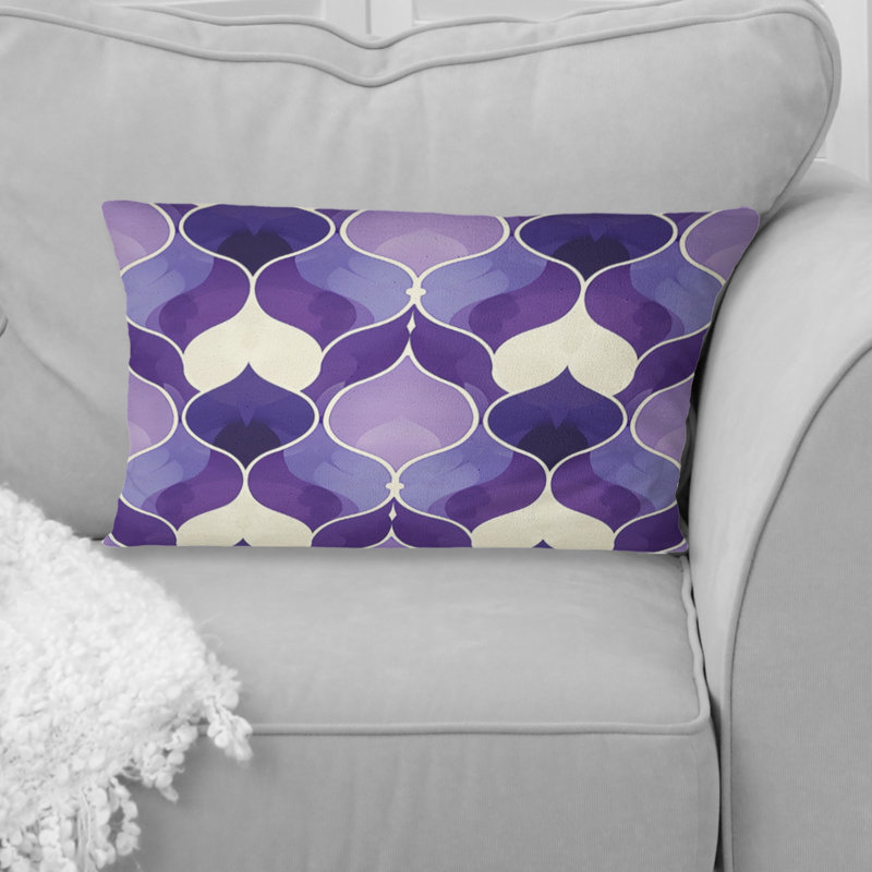 Coussin lombaire mauve blanc Mid-Century Trellis