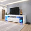 Meuble télé moderne blanc, 20 lumières DEL avec télécommande-925174078-937766693