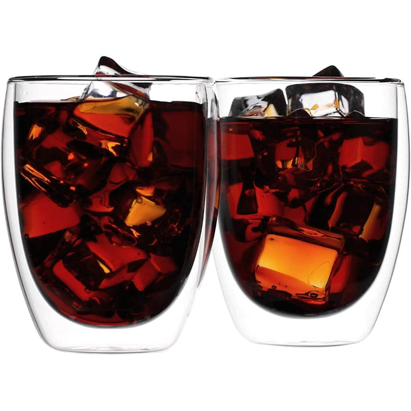 Ensemble de tasses à café en verre à double paroi 12 oz (ensemble de 4), Verre à vin
