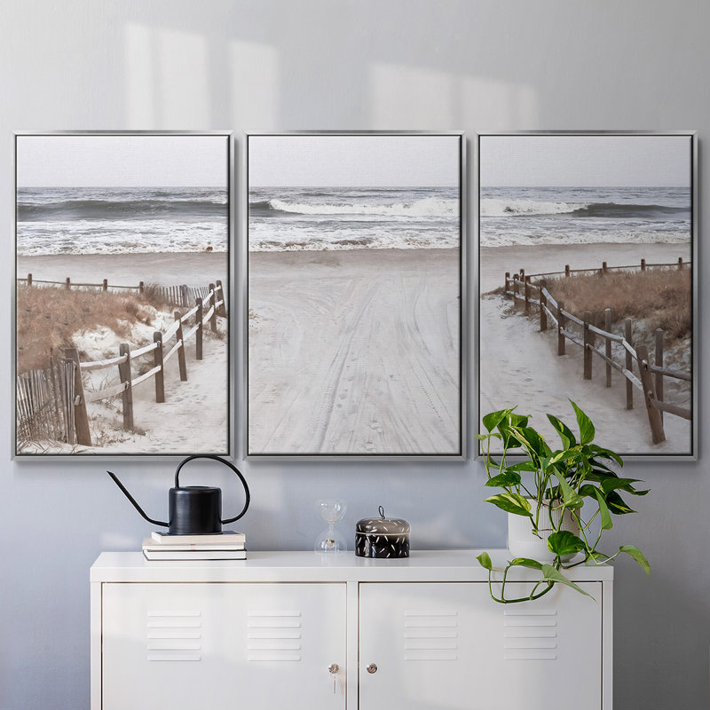 OBX Path, reproduction sur toile 3 pièces, Argenté, H 36 po x l 75 po x P 2 po