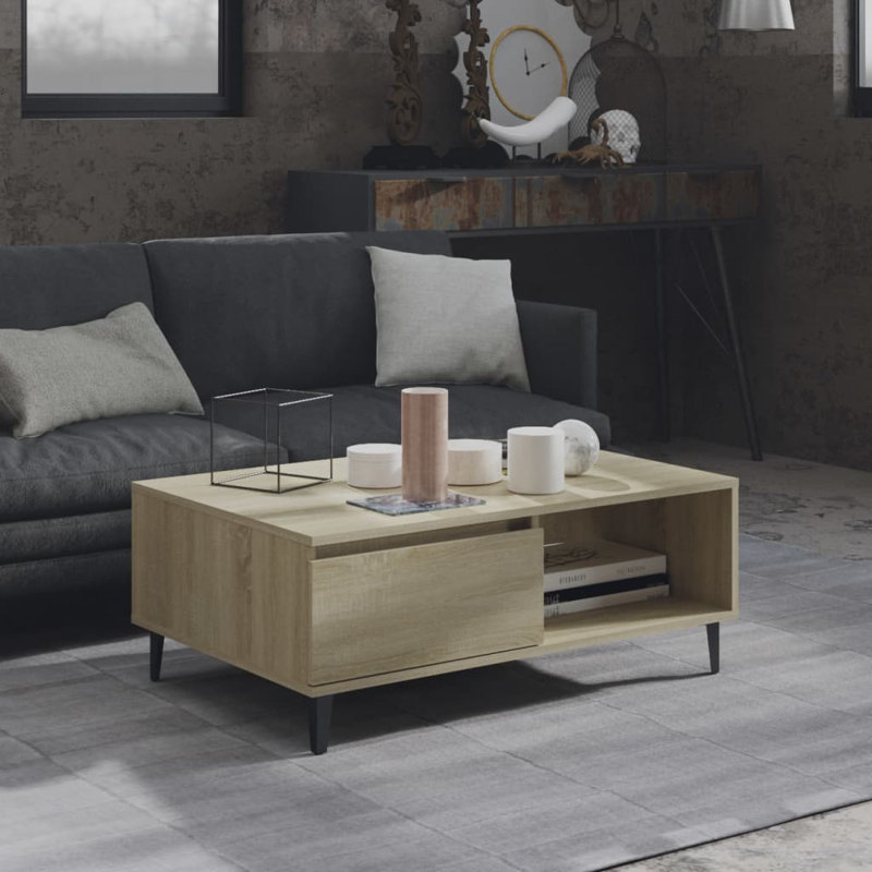 Staveley Four Leg Coffee Table with Storage, Sonoma Oak/Black
