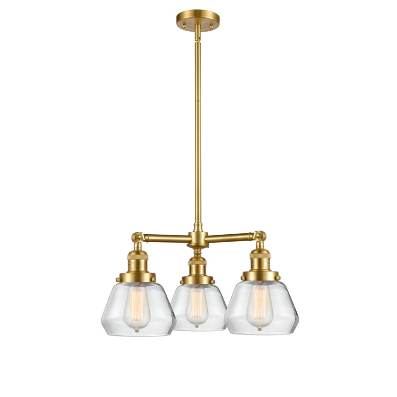 Lustre 3 lumières à abat-jour Chill, Chrome poli, Transparent, Ampoule DEL 6 watts Vinage