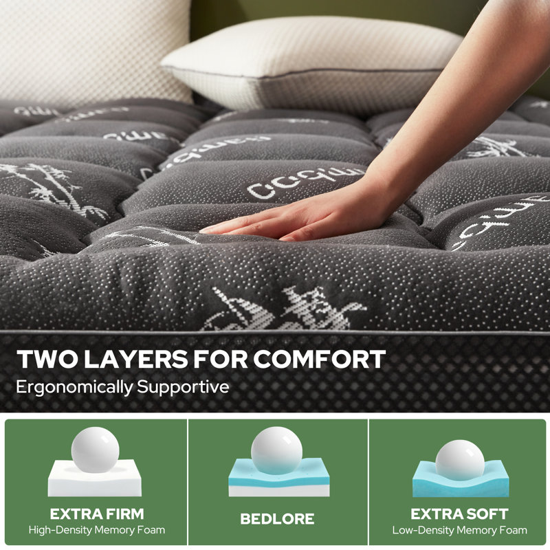 BEDLORE® Dual Layer 4" Memory Foam Mattress Topper with Rayon Bamboo Cover, 2" Cooling Memory Foam & 2" Plush Breathable Bamboo Pillow Top with 6-18" Deep Pocket, for Back Pain Relief