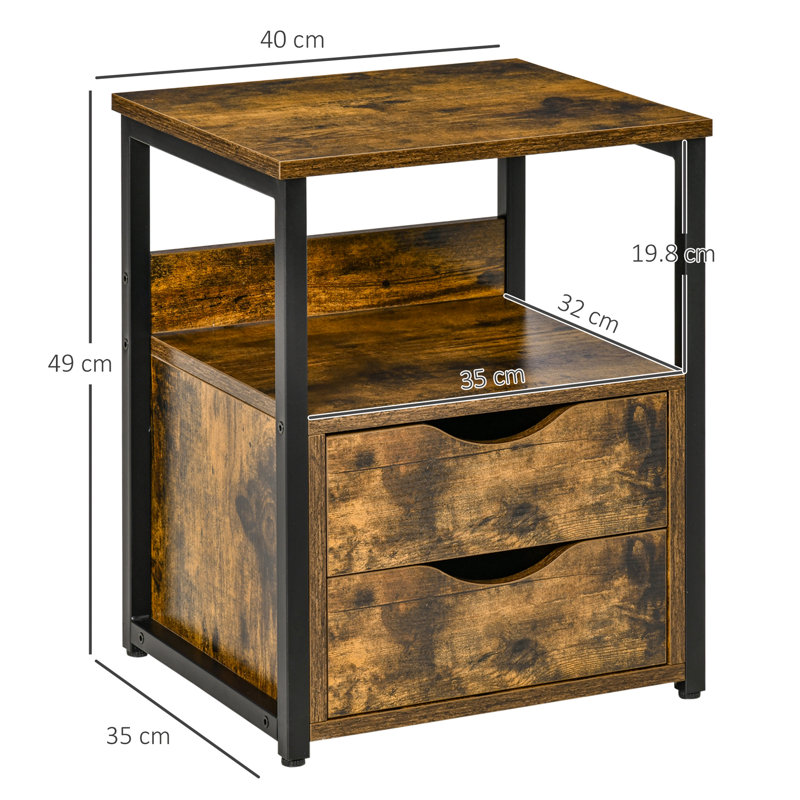 Anely 40cm W Steel Bedside Table