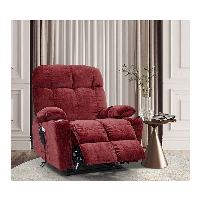 Fauteuil inclinable électrique Elnora, Tissu rouge