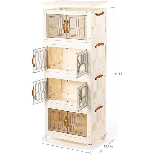 Rebrilliant Malke 4 Drawer Stackable Drawer with Locking Wheels | Wayfair