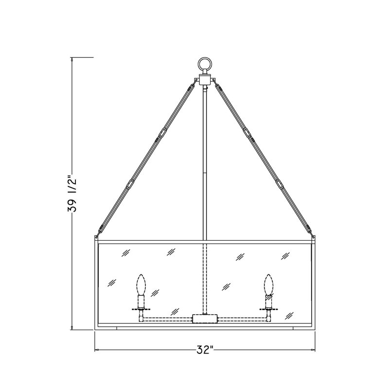 Luminaire suspendu tambour 8 lumières, 112" H x 32" W x 32" D, 8