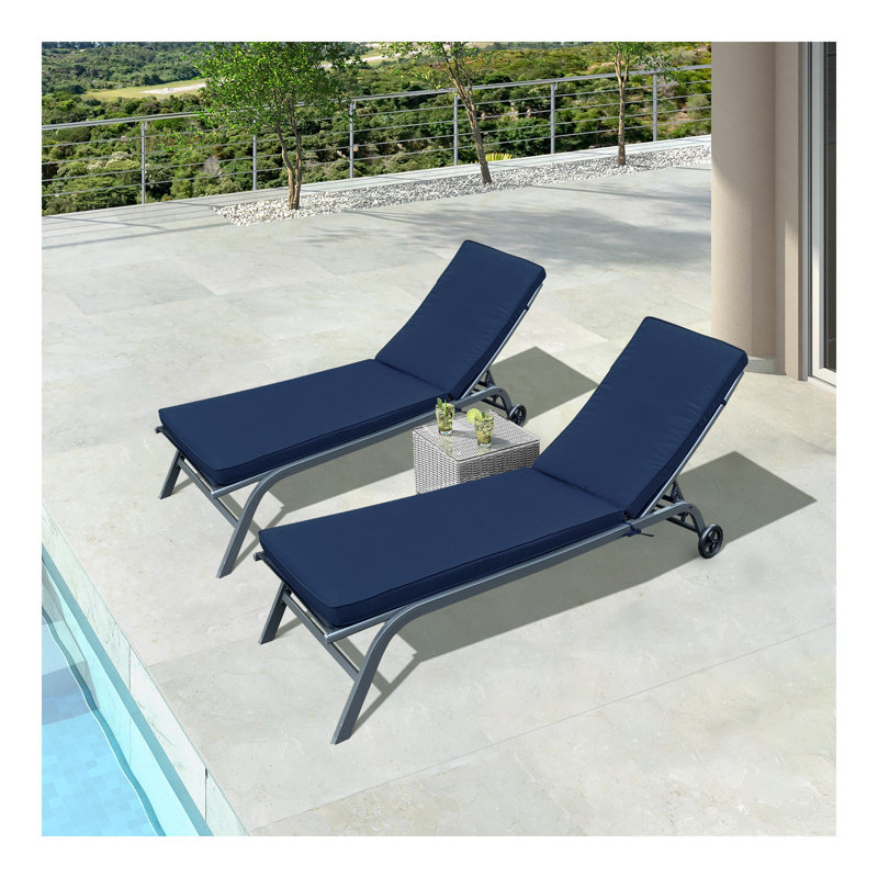 Ensemble de coussins de chaise longue pour l'extérieur, 2, Bleu
