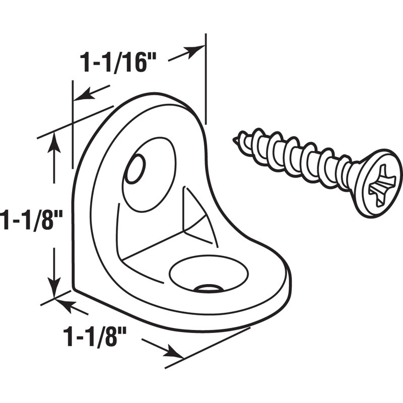 White Plastic L-Angle Shelf Bracing with Fasteners