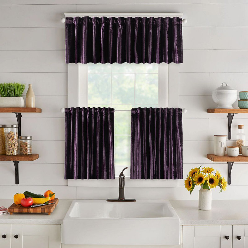 Solid Colour Kitchen Curtain, 31 Eggplant, 60 H x 60 W cm