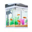 Aquarium carré de 7,5 litres (2 gallons) en verre ultra-transparent avec éclairage DEL, contrôle de la température et 7 couleurs réglables. Système autonettoyant. Convient aux poissons d'eau douce et d'eau de mer. Idéal pour la maison, le bureau ou comme animal de compagnie.