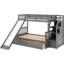 Lit superposé simple au-dessus d'un lit double gris - Possède une conception multifonctionnelle avec des tiroirs et une structure de glissade stable-1971312566
