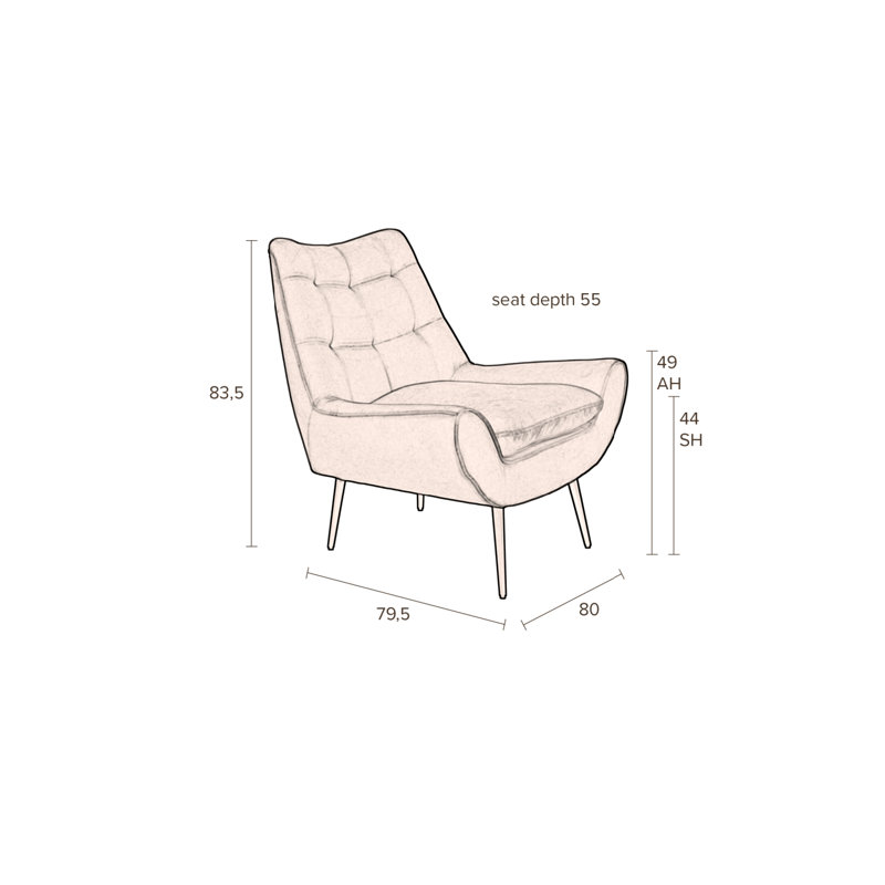 Amber Tufted Back Solid Wood Eucalyptus Lounge Chair
