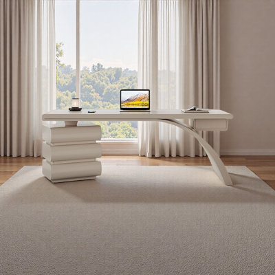 Modern Cream Office Desk with Spacious Work
