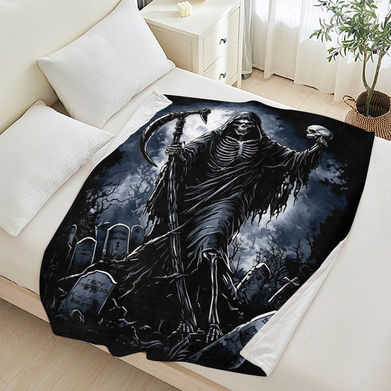 Jeté en flanelle JYK Halloween, Grim Reaper Graveyard