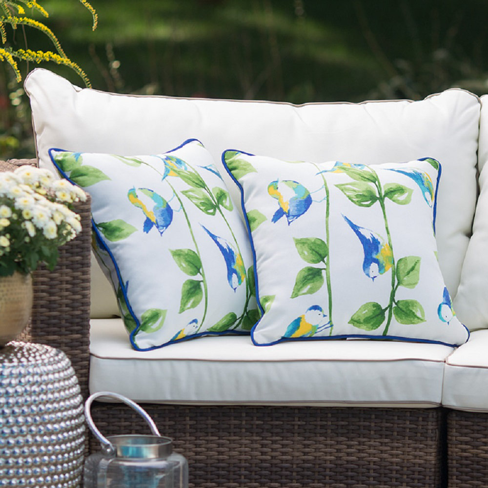 Curious Birds Indoor/Outdoor Throw Pillow (Set of 2) Greendale Home Fashions 