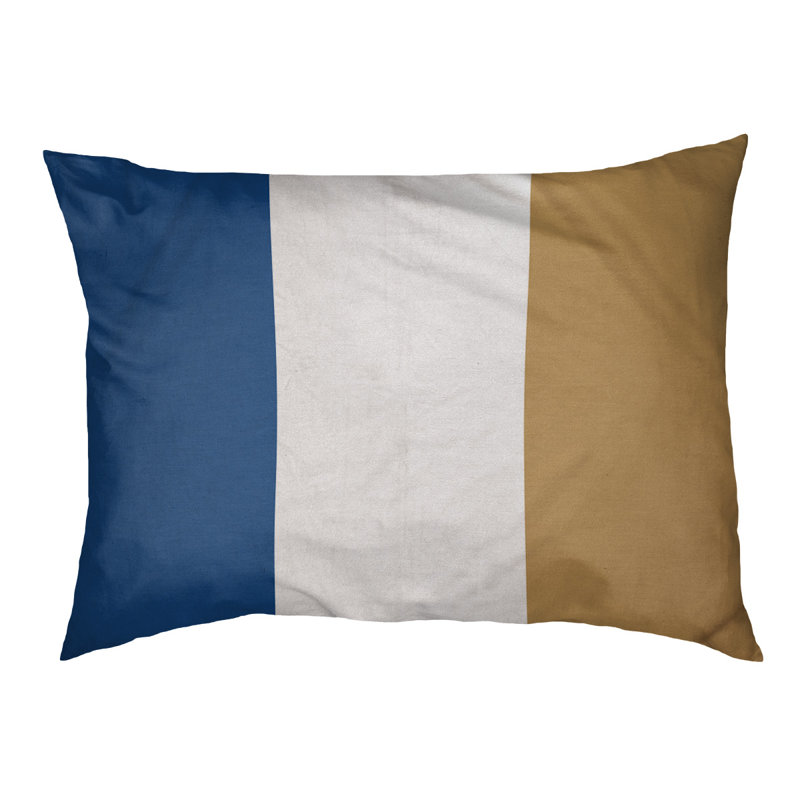 Coussin rectangulaire designer Kansas City, Bleu royal / blanc / or, Petit (L 18 po x l 28 po)