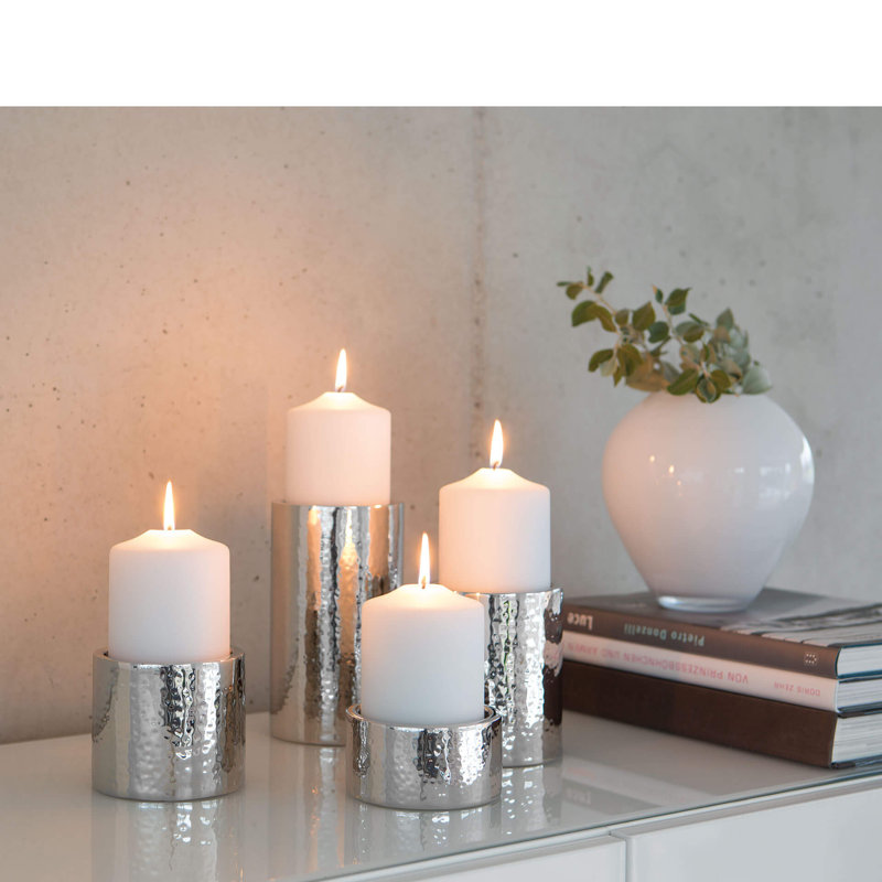 Sobrio Stainless Steel Candlestick, 18cm H x 10cm W x 10cm D