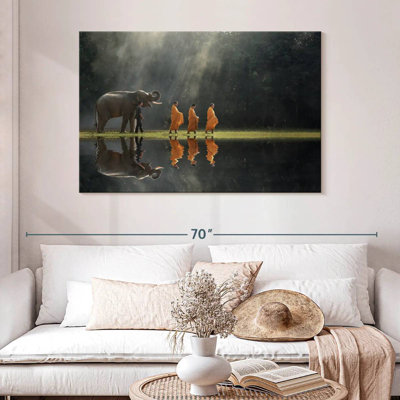 Adella Buddhist Monks And Elephant
