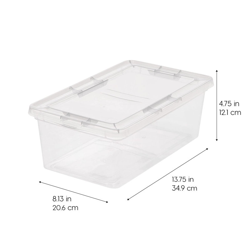 7 Quarts Plastic Storage Container Bin With Latching Lid, 12 Pack, Nestable Box Tote Closet Game Organization Teacher Tools Art Supplies Shoe Shoebox Stackable