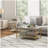 HOMCOM Coffee Tables Set of 2, 2-Rier Rectangle and Round Coffee Table with Storage Shelves, Faux Marble Top and Steel Frame