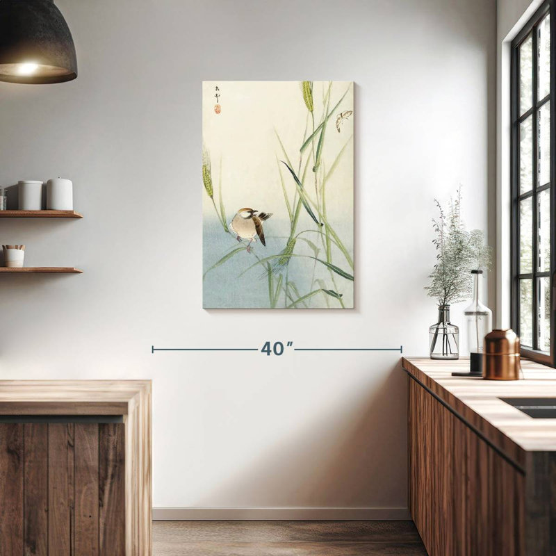 Brampt oiseau et papillon 1900-1930, H 36 po x l 24 po