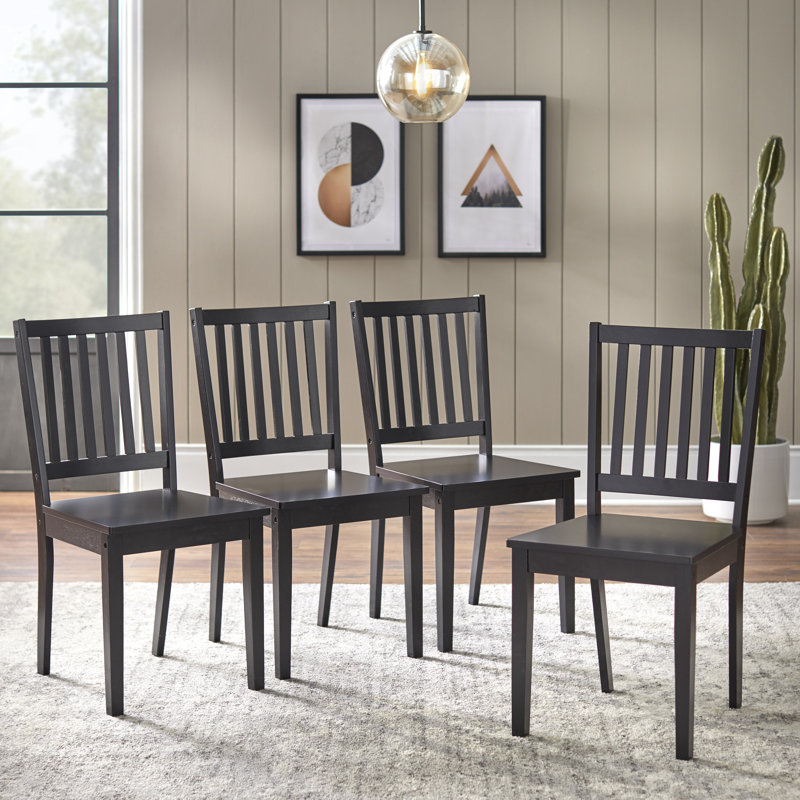 Ailise 17.5'' H Solid Wood Side Chair, Black
