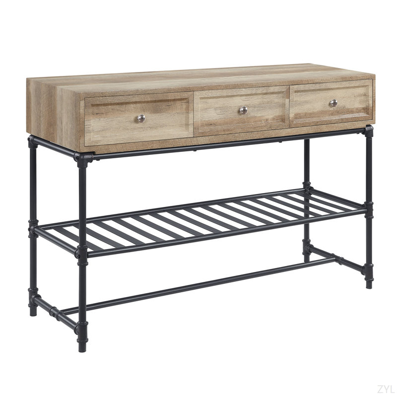 Oak & Sandy Gray Finish Sofa Table