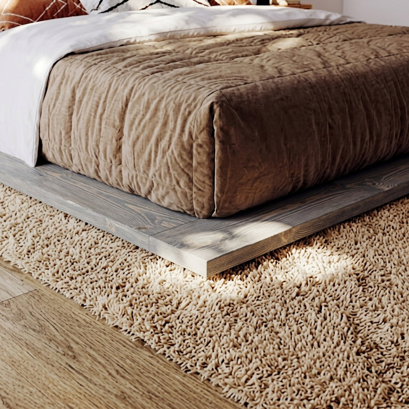 Base de lit Hardman, Lit double, Bois gris