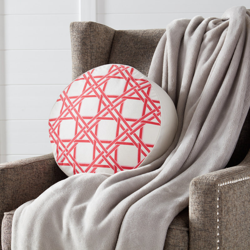 Cane Cotton Throw Pillow, Pink