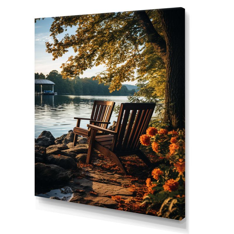 Waterfront Benchs I - reproduction sur toile, 40" H x 30" W, Toile tendue