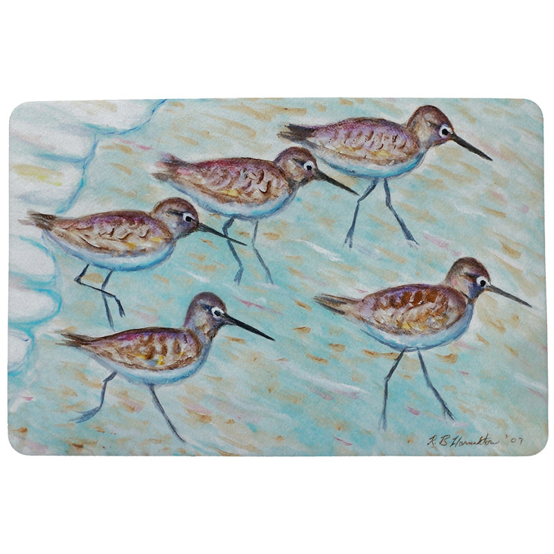 Tapis antidérapant intérieur / extérieur Coastal Sandpipers, Rectangle 2 pi 6 po x 4 pi 2 po