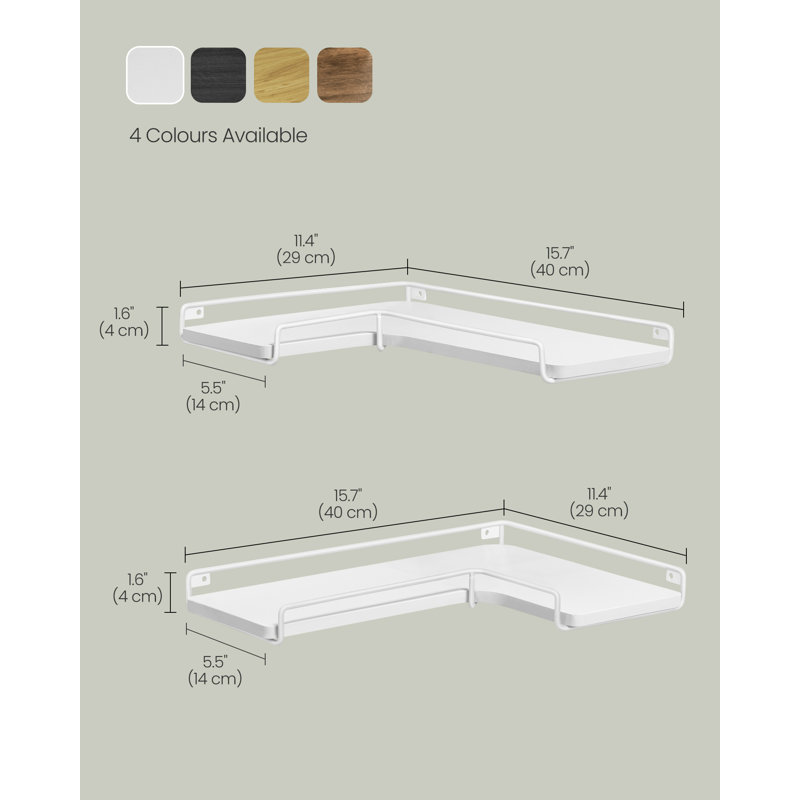 Floating Shelves, Set Of 2, L-Shaped Corner Shelves For Wall, White