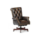 Maitland Smith Upholstery Leather Swivel Executive Chair