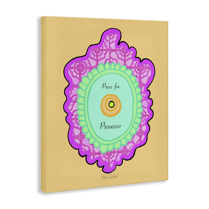 Press For Prosecco Button Canvas, design by Katie Conley, 40" H x 30" W