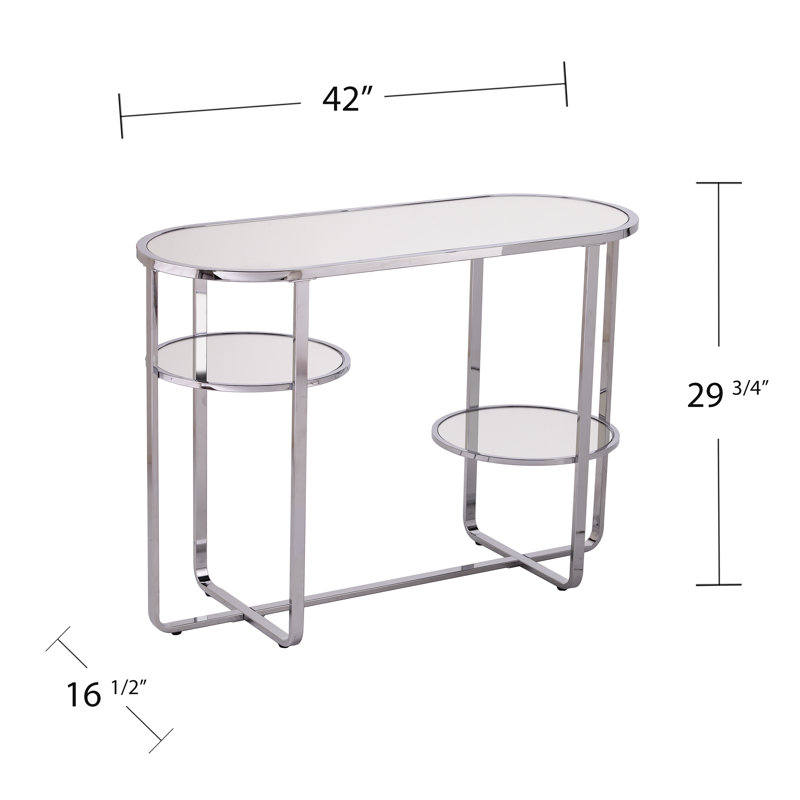 Mirrored Console Table With Storage And X-Shaped Base | Gift Idea
