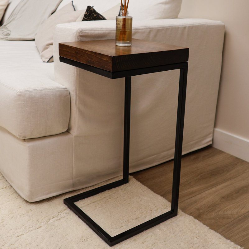 C Shape Rustic Side Table, Provincial, Black