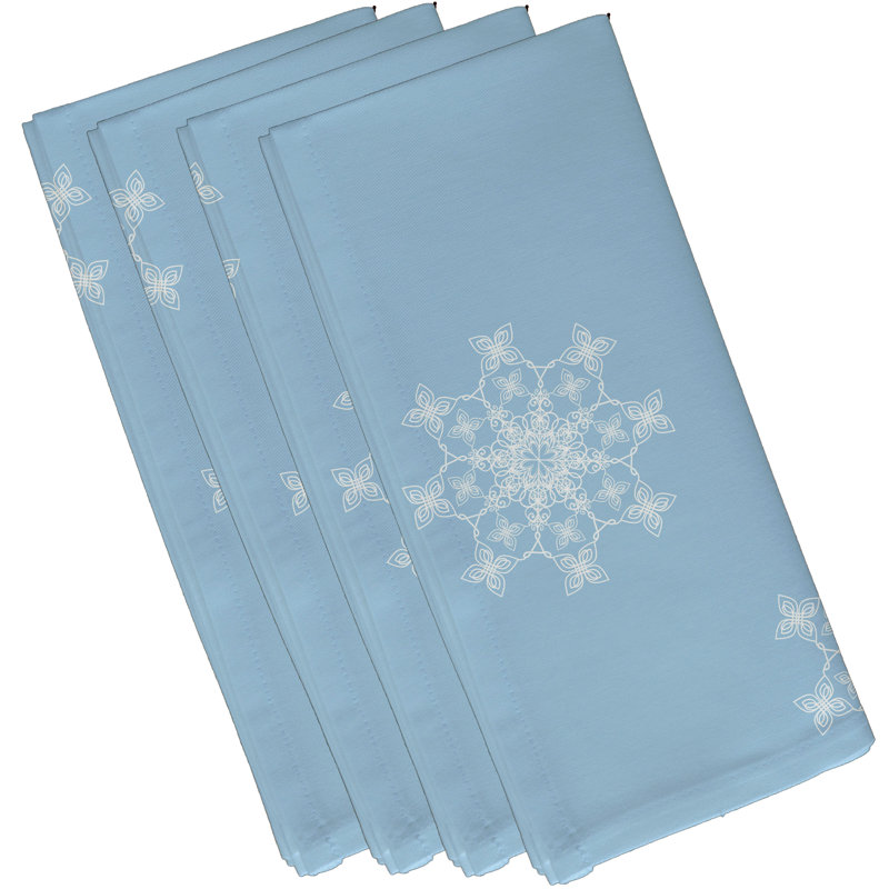 Polyester Geometric Square Napkin, Light Blue