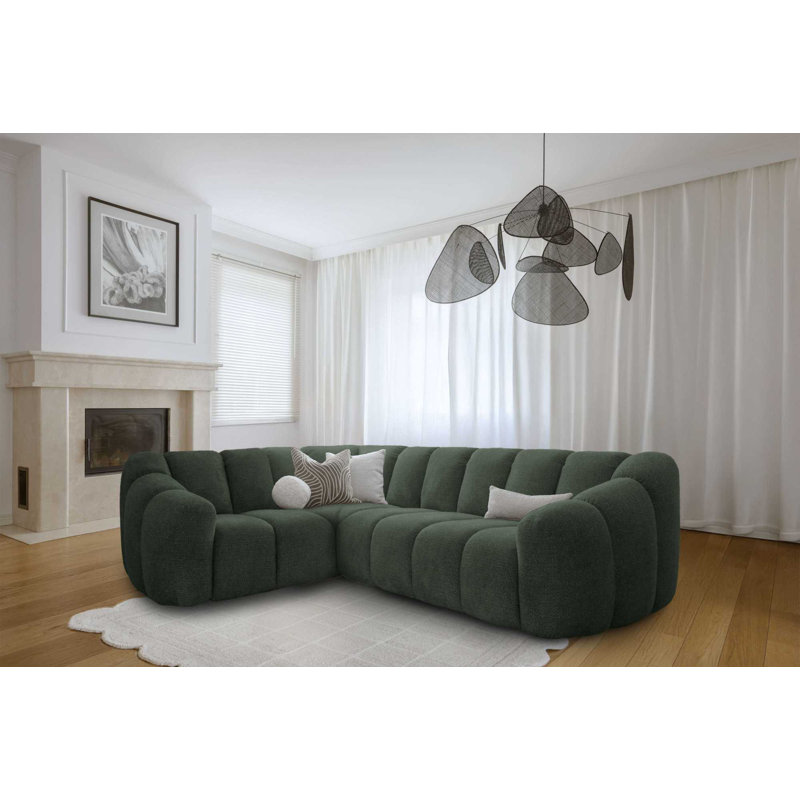 Shell Corner Sofa , Left Hand Facing, Green