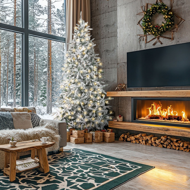 Arbre de Noël en pin avec lumières DEL Fraser Hill Farm, Blanc
