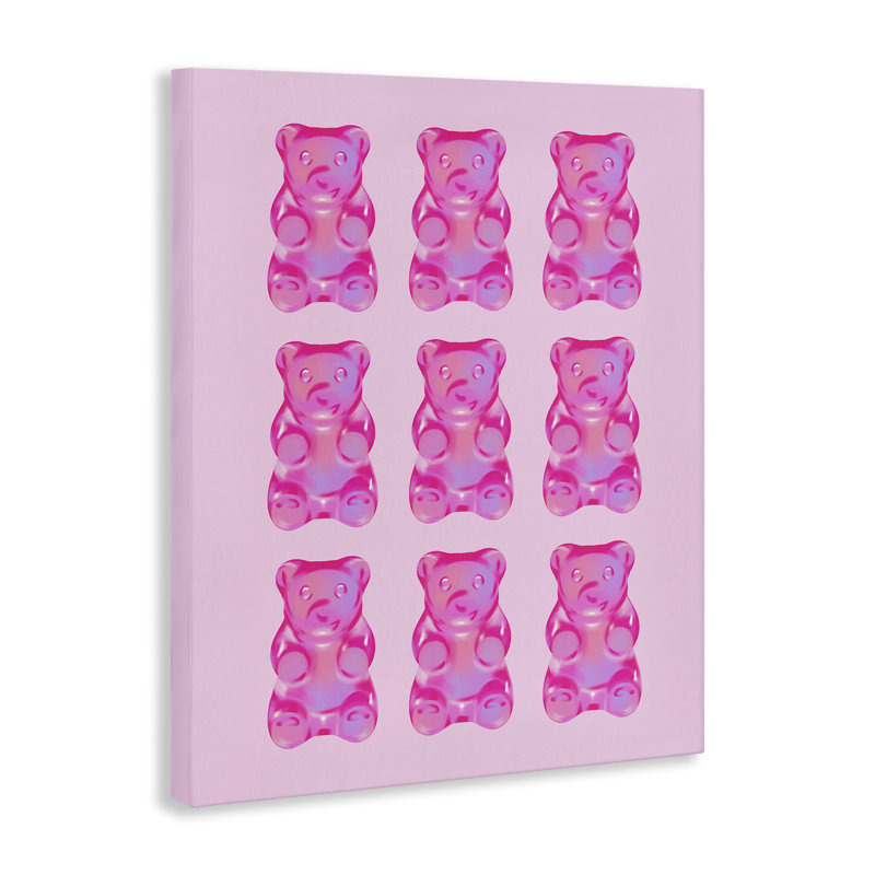  «Pink Candy Bears», art mural sur toile par House of Lulu, H 48 po x l 36 po