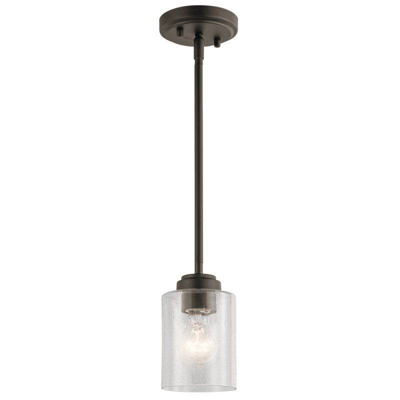 Winslow Olde Bronze Mini Pendant with Clear Seeded Glass