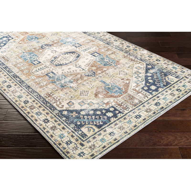 Tapis oriental brun / bleu marine, Rectangle 8 pi 10 po x 12 pi