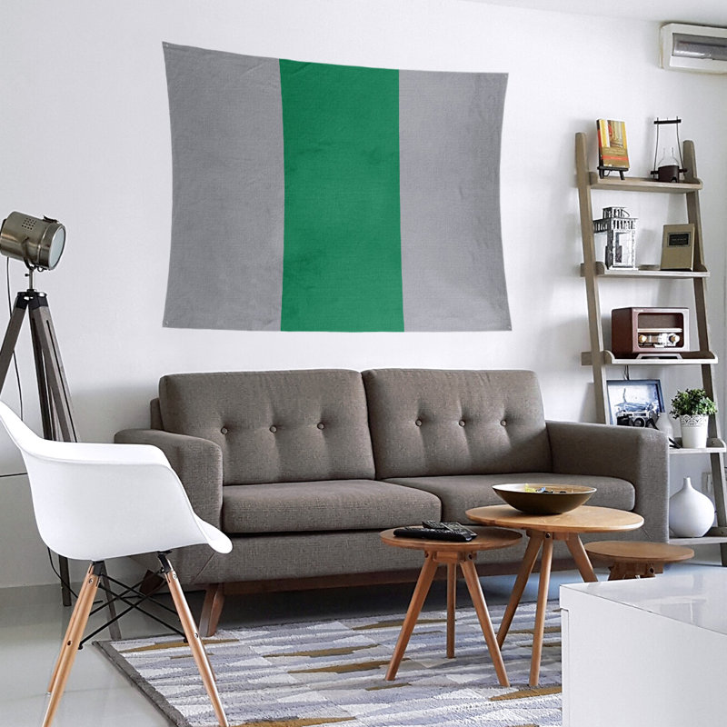 Tapisserie de polyester Vancouver, H 68 po x l 80 po, Gris froid / vert / gris froid