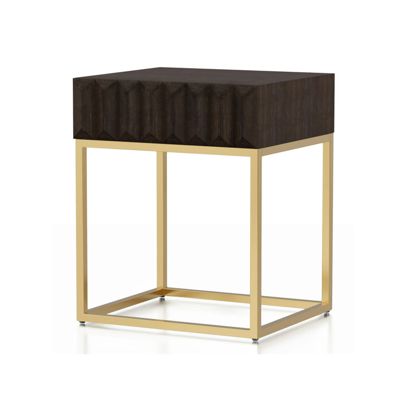 Table d'appoint contemporaine l 18,6 po, noyer / or