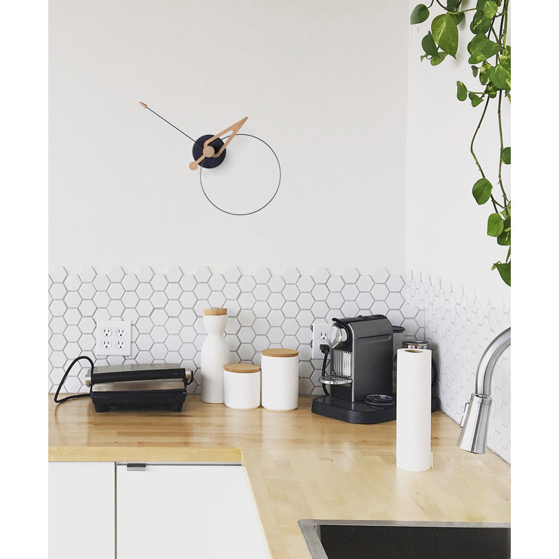 Solid Wood, Fibreglass Analog Wall Clock, Black Oak