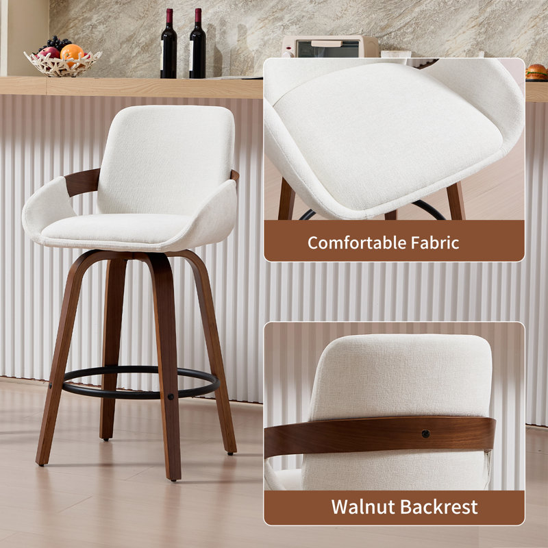 Swivel Bar & Counter Stool, White, 2