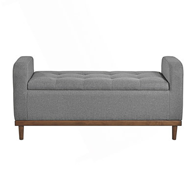 Mid-Century Modern Lift Top Storage Bench, Tufted Upholstered Bench